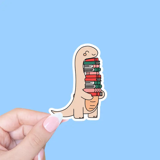 Dinosaur with Books Sticker
