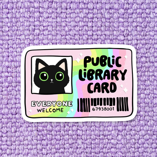 Cat Library Card Sticker